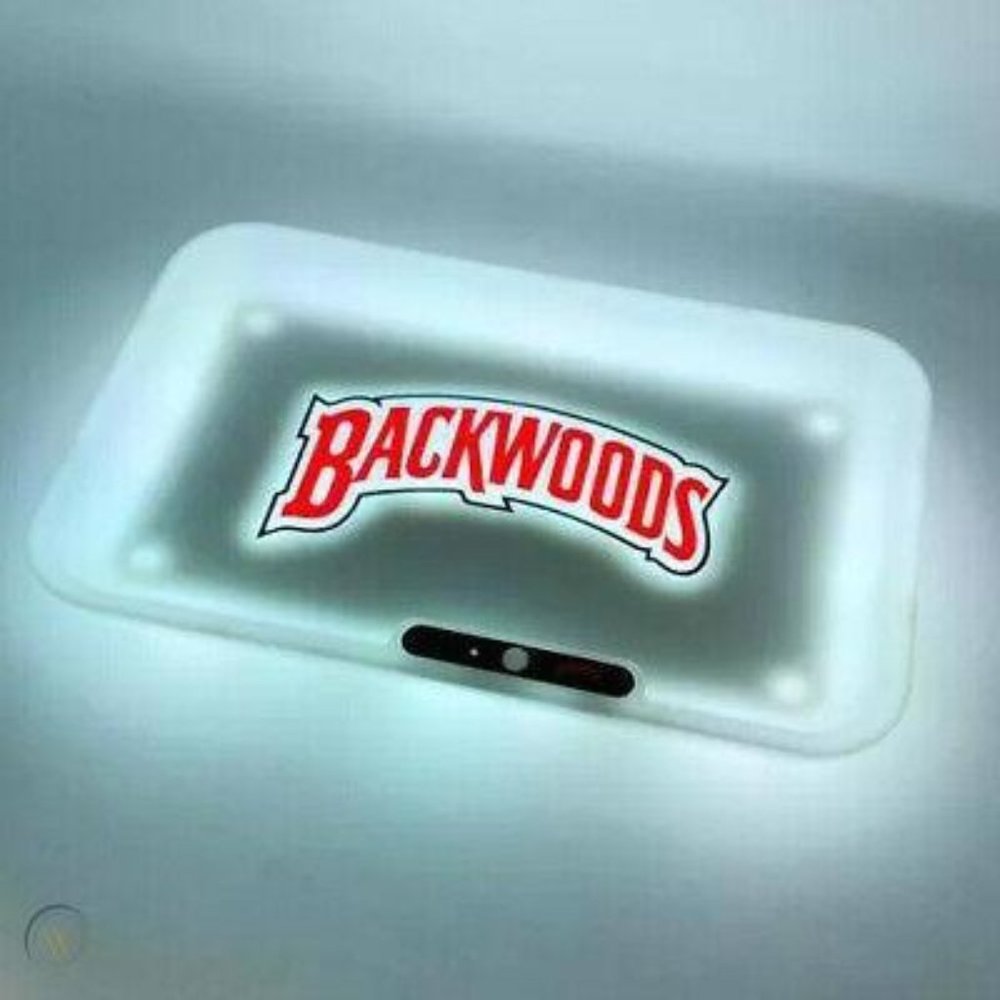 Backwoods White LED Rolling Tray Glow in Dark, Brand New with Box, USB Charger